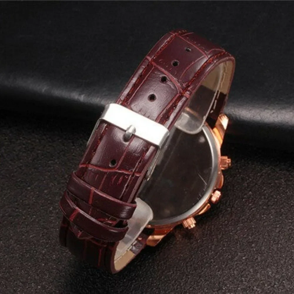 Mickey Watch Faux Leather Band Brown Gift Box